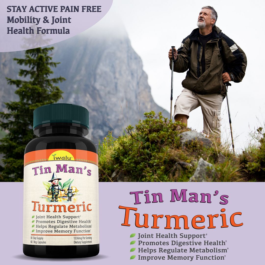 Tin Man’s Turmeric | Chondroitin Glucosamine Curcumin Complex for Joint & Mobility Support, Natural Joint Comfort, Digestive & Metabolic Wellness - 60 Capsules | NSF Certified & USA Made by iwalu