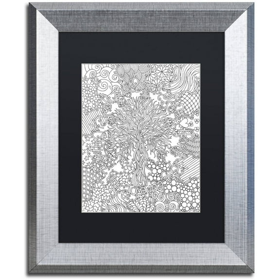 Trademark Fine Art "Mixed Coloring Book 55" Canvas Art by Kathy G. Ahrens, Black Matte, Silver Frame