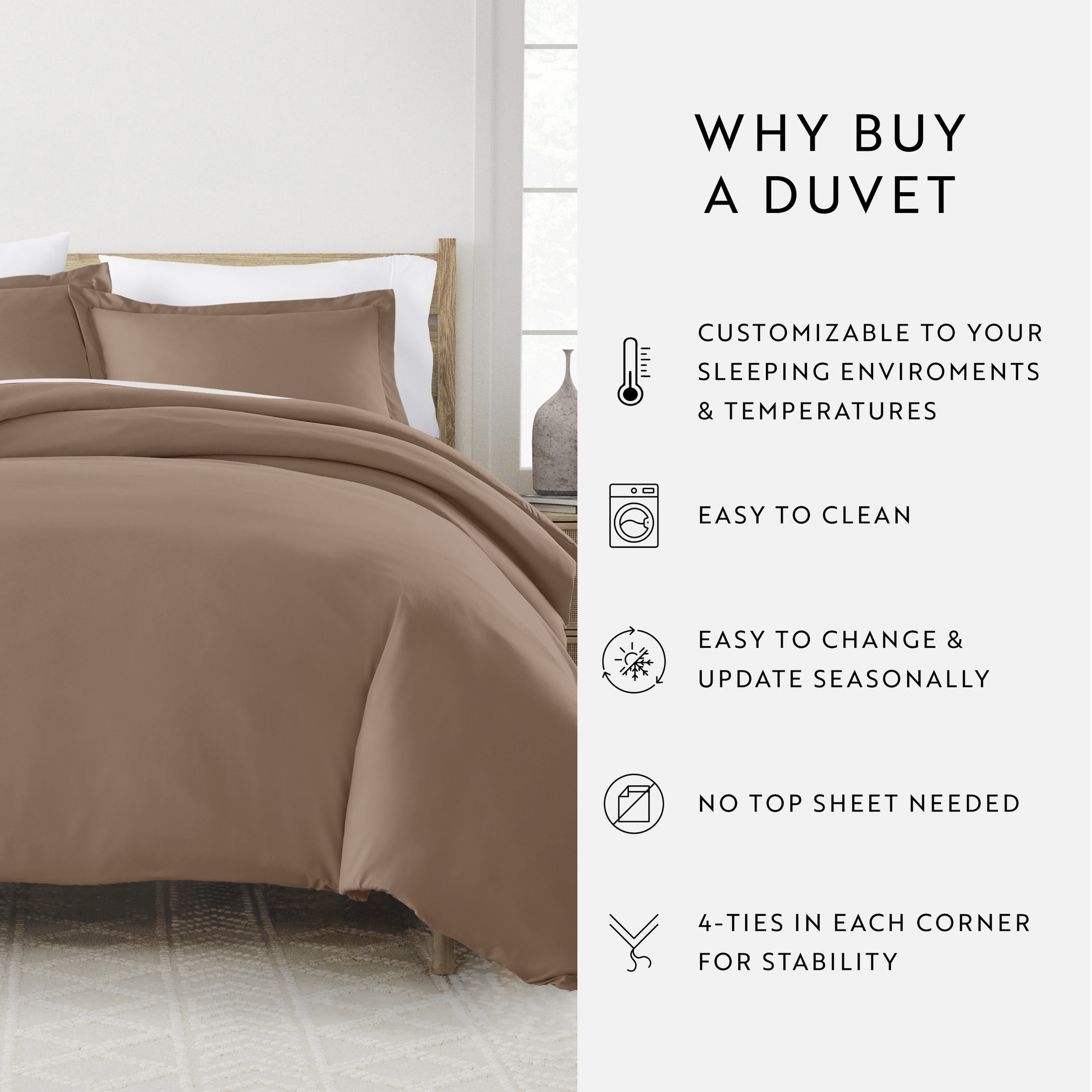 Noble Linens 3-Piece Taupe Duvet Cover Set, King/Cal King