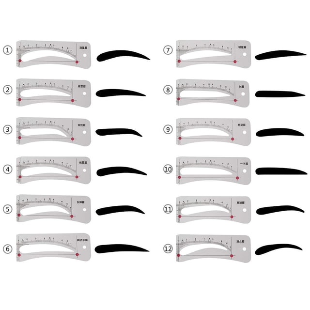Eyebrow Shaping Tool Kits 12PCS Eyebrow Shaping Tool Kits Eyebrow Stencils With Elastic Fixing Strap