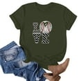 thumbnail image 1 of Meichang T-Shirts de Baseball pour Femmes à Cœur d'Amour Col Ras du Cou Manches Courtes T-Shirt Graphique Coupe Ample Mode Décontractée Hauts T-Shirts Mignons Cadeaux de la Fête des Mères pour Maman Vert Armée TTG, 1 of 3