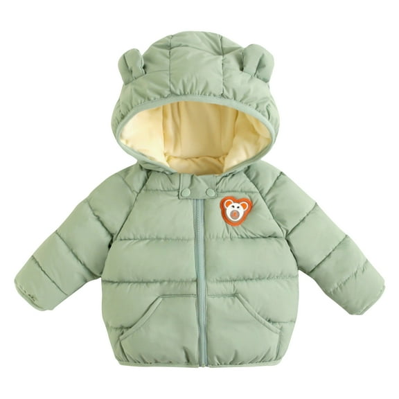 Odeerbi Toddler Boys Girls Puffer Jacket Winter Coats Padded Coat Children Winter Plush Thickened Cotton Down Jacket Baby Toddler Heavy Coat Outerwear Green