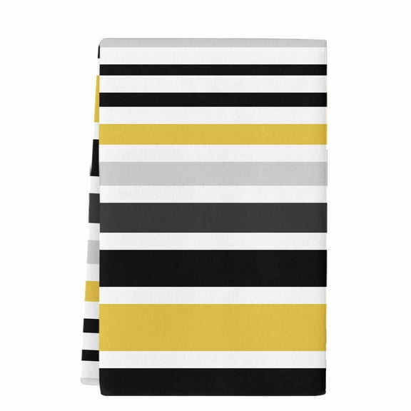 Dish Towels, Abstract Striped Absorbent Kitchen Towels 1 PC, Yellow Black White Microfiber Hand Towels Dish Cloths Tea Towels for Home  Bathroom,18X28-Inch,