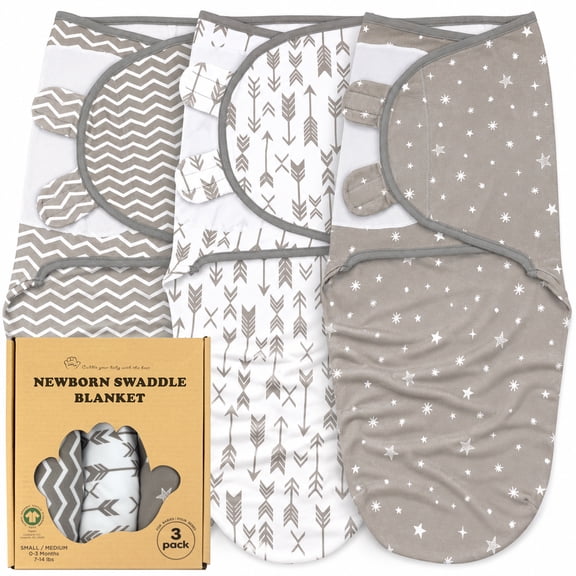 Baby Swaddle Blankets Wraps for Newborn Boy and Girl, 0-3 Months, Small/medium, Aqua/Grey