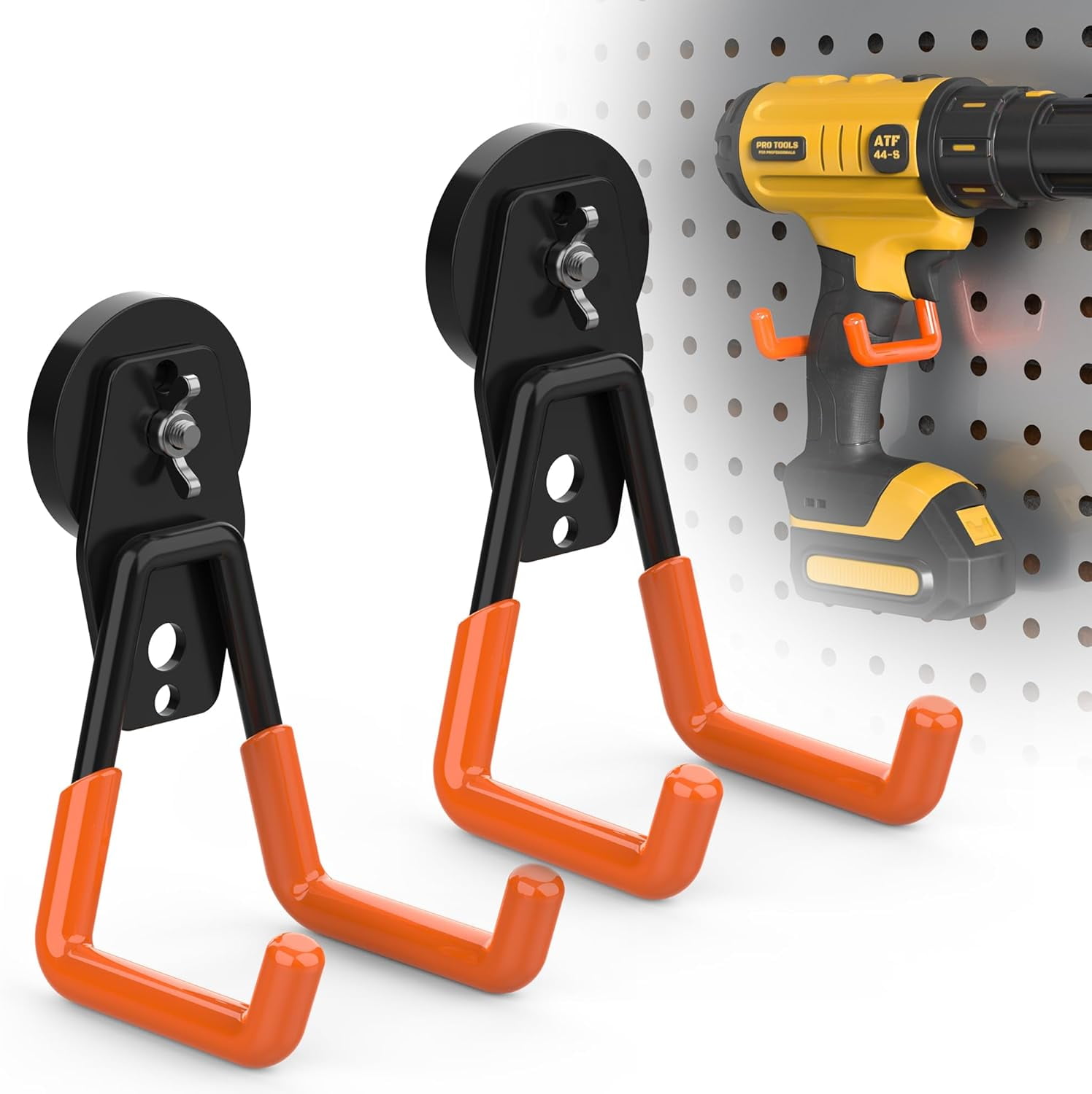 FEFEFW-Large Magnetic Hooks Heavy Duty Extra Strong Magnetic Garage Hooks Big NdFeB Industrial Magnet Hooks Magnetic Utility Storage Holder Organization with Anti-Slip Coating for Hanging Garden Tool