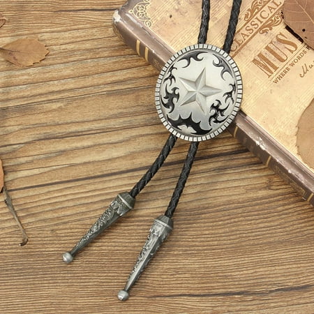 - Meigar Retro Silver Western Star Oval Cowboy Rodeo Bolo Ties Necktie Bootlace Tie Gift For Men