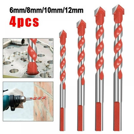 

4pcs Multifunctional Ceramic Glass Drilling Hole Drill Bit Set 6mm 8mm 10m 12mm for Tile Concrete Brick Glass Plastic Wood and Ceramic