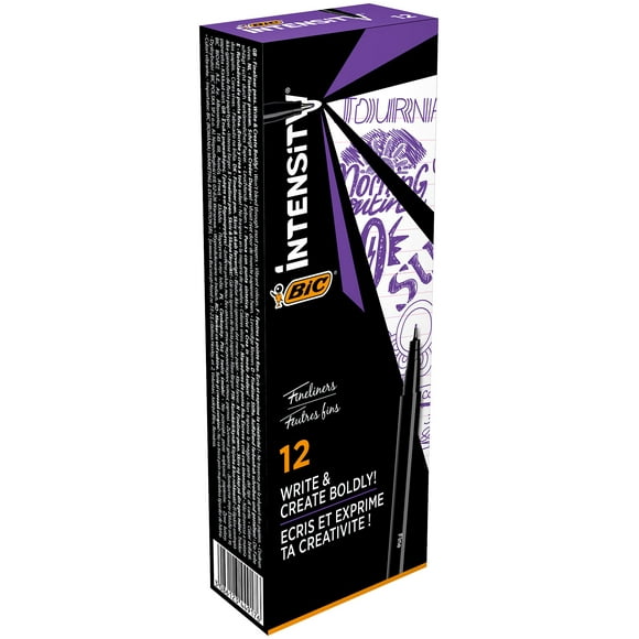 Bolígrafos Fineliner BIC Intensity de punta fina, color morado, paquete de 12