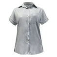 thumbnail image 6 of WTXUE Button-Up Shirts Short Sleeve, Notch Neck Shirts for Women Solid Linen Loose Button Shirt Cotton Solid, Linen Shirts, Workwear for Women Grey 5XL, 6 of 7