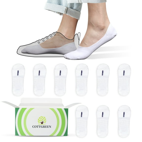 9Pack No Show Socks Men White