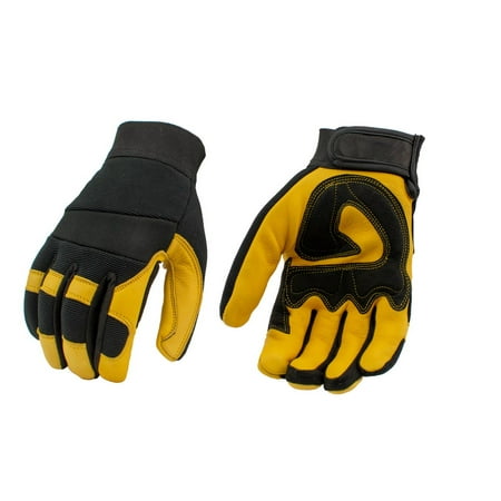 

Xelement XG37548 Men s Yellow and Black Full Grain Deerskin Gloves X-Large