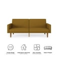 DHP Paxson Futon with USB Port, Convertible Sofa Bed, Mustard Linen