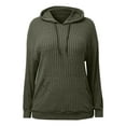 thumbnail image 6 of Womens Knitted Stripe Hoodies Drawstring Adjustable Fleece Blosues Light Warm Pullover Sweater Blouses with Kangaroo Pocket Relaxed Fit Shirt Tops Fall Winter Sweatshirt Outfits, 6 of 6