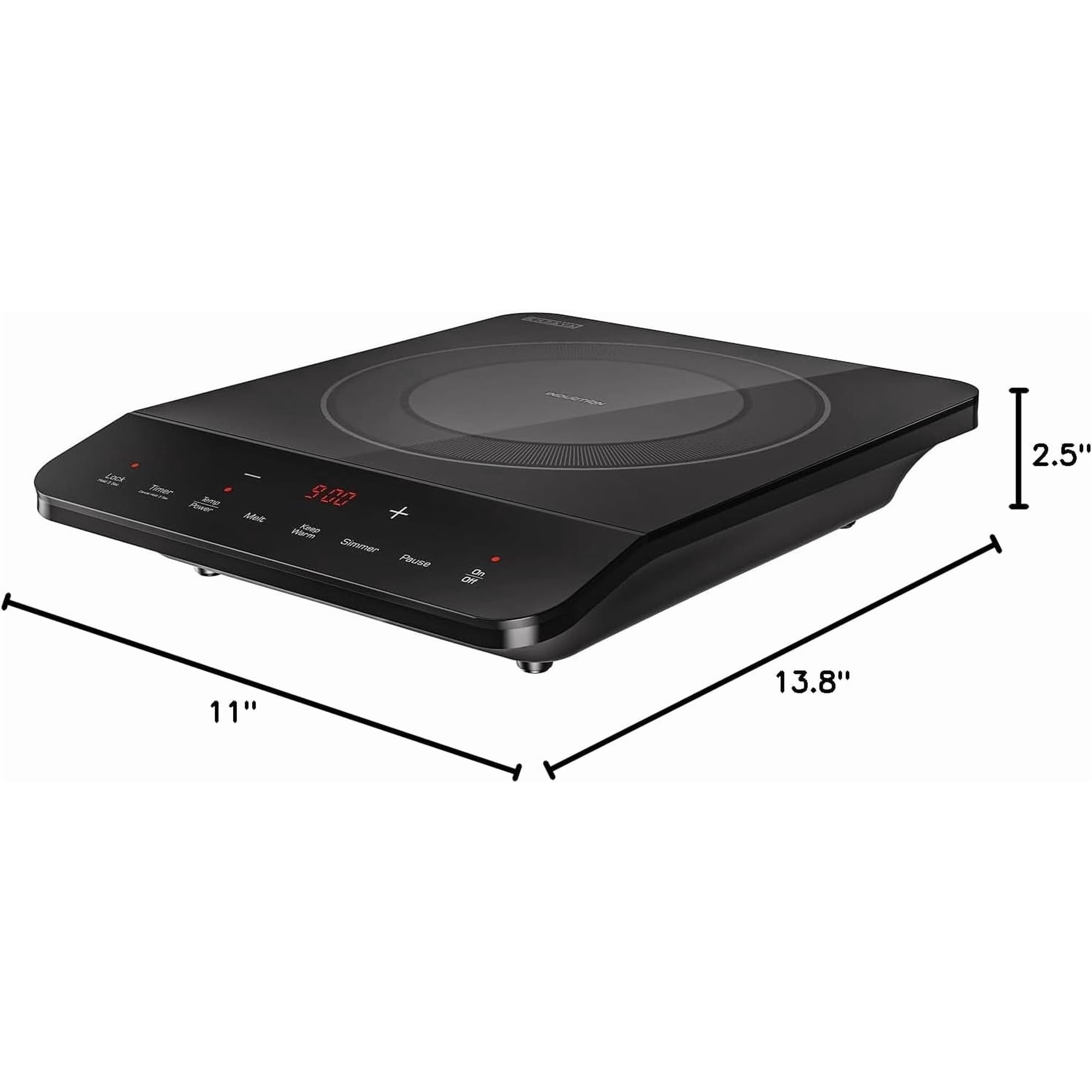 Portable Induction Hot Plate Cooktop, Countertop Electric Stove with Single Burner, 3 Preset Modes, Shatterproof Glass Top, 110~120V Plug-In for Kitchen, RV, and Outdoor Camping