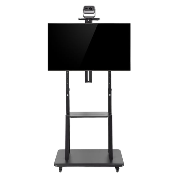Rolling TV Stand on Wheels for 32-85 inch Screens Up to 132lbs, Heavy-Duty Mobile TV Cart with Shelf & Locking Wheels, Height Adjustable Floor TV Stand, Max VESA 600x400mm
