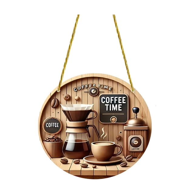Coffee Set Decoration 2D Flat Disc Hanging Photo Prop for Cafe or Home Wall Decor