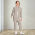 thumbnail image 5 of CAIVO Kids Girls Boys Solid Color Long Sleeve Zipper Sweatershirt Hooded Romper Jumpsuit Winter With Pocket Onesie Jumpsuits For Children Lovely One-Pieces, 5 of 9