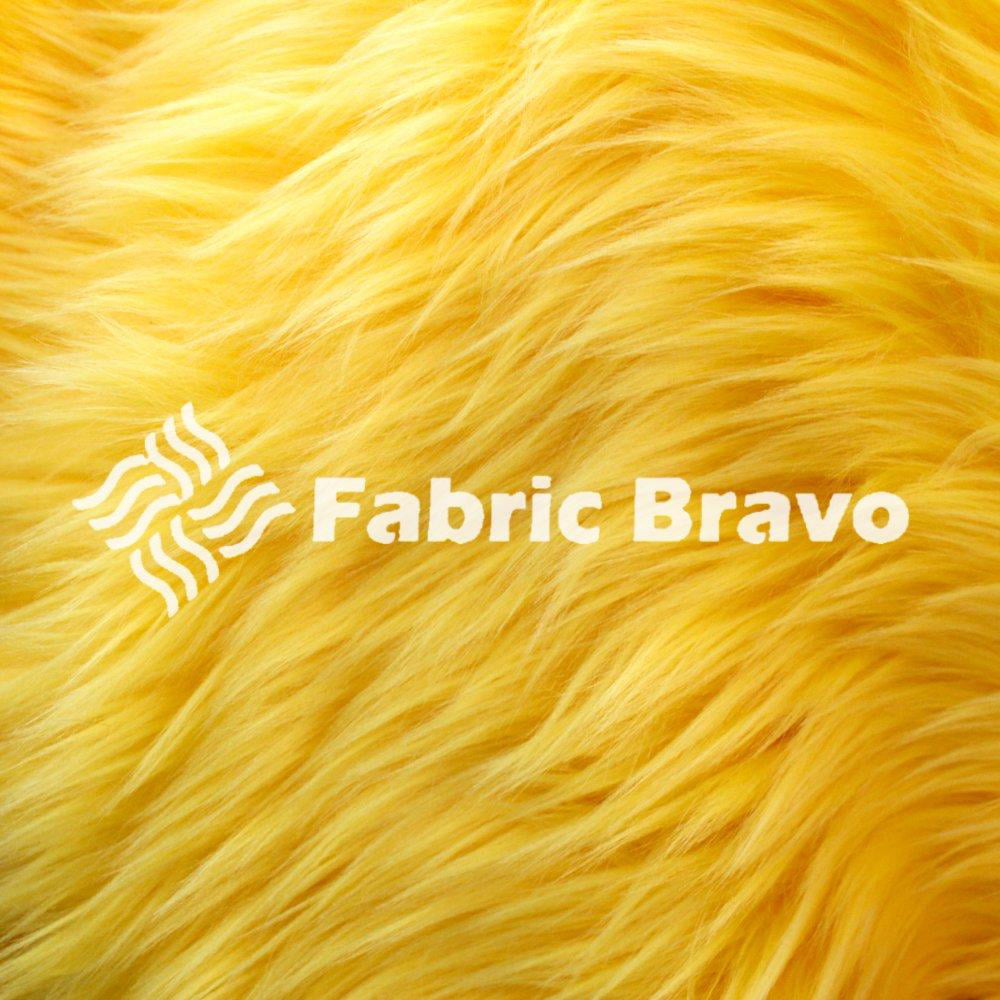 LONG Pile Fun Faux Fur Fabric Material YELLOW 
