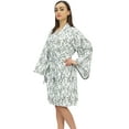 thumbnail image 3 of Bimba Women's Leaf Printed Kimono Robe Full Sleeve Cotton Poplin Cover Up - 14, 3 of 6