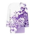 thumbnail image 4 of Womens 3/4 Sleeve Tops Square Neck Summer Shirts Blouses Buttons Pleated Floral Print Plus Size Tunic Tops Clearance, 4 of 5