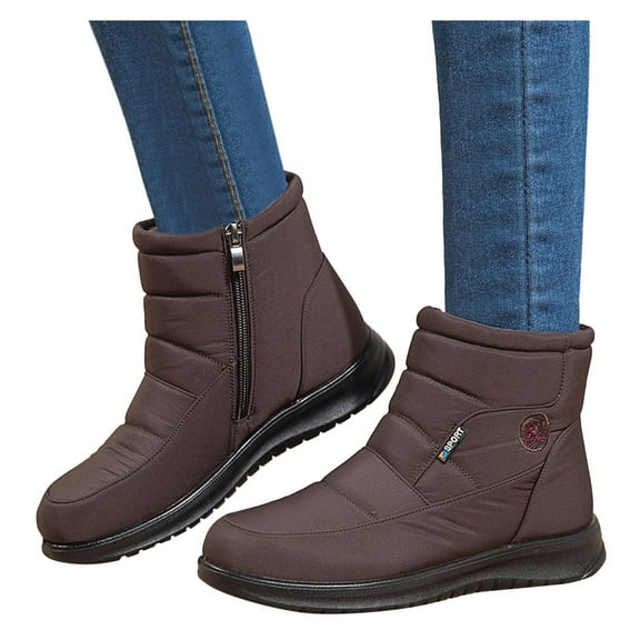 Chenyee Winter Snow Ankle Boots for Women Water-proof Warm Furry Lined Non Slip Mid Calf Booties