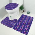 thumbnail image 2 of Colorful Mushroom Assortment Dark Blue Pattern Bathroom Rugs Sets 3 Piece,Toilet Cover Set,Absorbent Non Slip Bathroom Mats Sets with U-Shaped Contour Rug Toilet Rug Set, 2 of 5