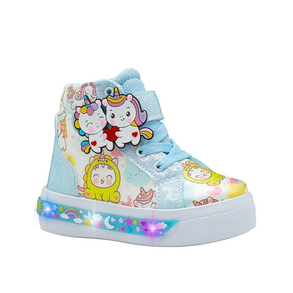 Tenis Luces Para Niña Unicornio Tendencia Moda Azul Cielo azul 17