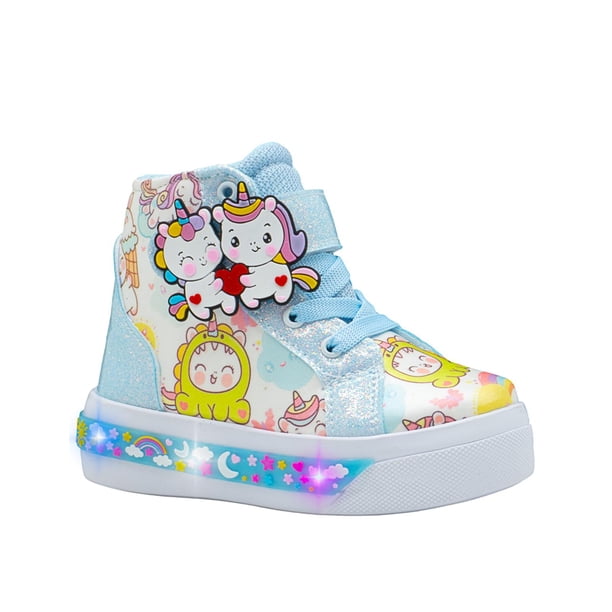 Tenis Luces Para Niña Unicornio Tendencia Moda Azul Cielo azul 20
