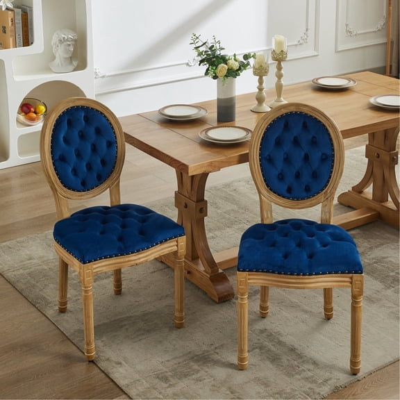 Blue Dining Chairs, Adjustable Pegs on Legs / Stable Seating in Dining Room