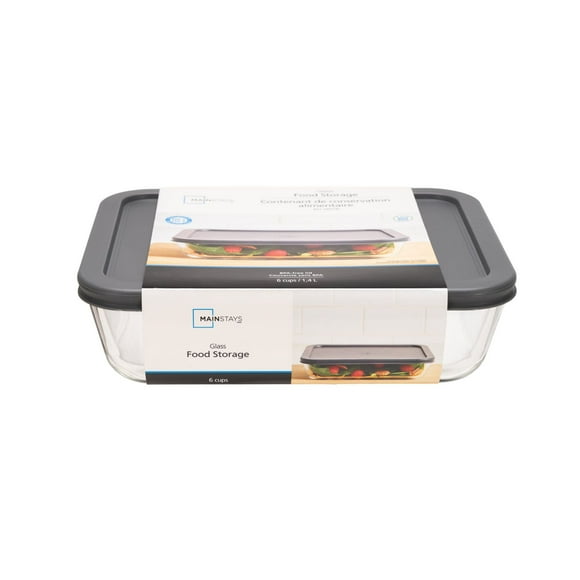 MAINSTAYS Rectangular glass food storage with PE Lid, MS GLASS 2600ML