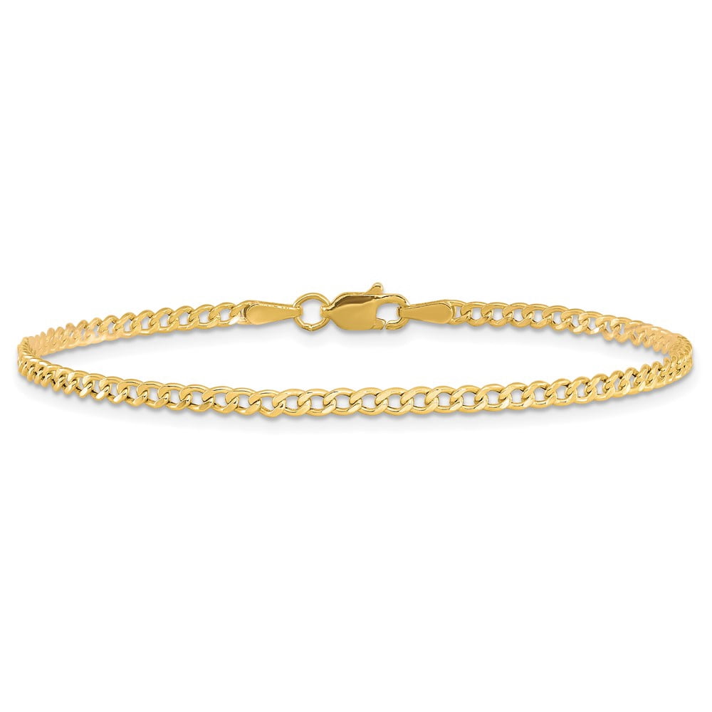 Primal Gold 10 Karat Yellow Gold 2.5mm Semi-Solid Curb Link Chain Anklet
