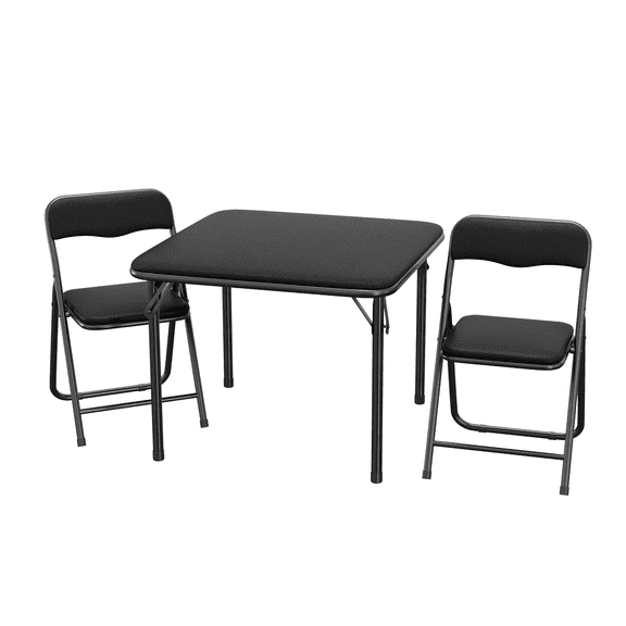 3-Piece Multipurpose Folding Card Table and Chairs Set for 2 Players, Padded Top Portable Square Folding Table and Chairs Set