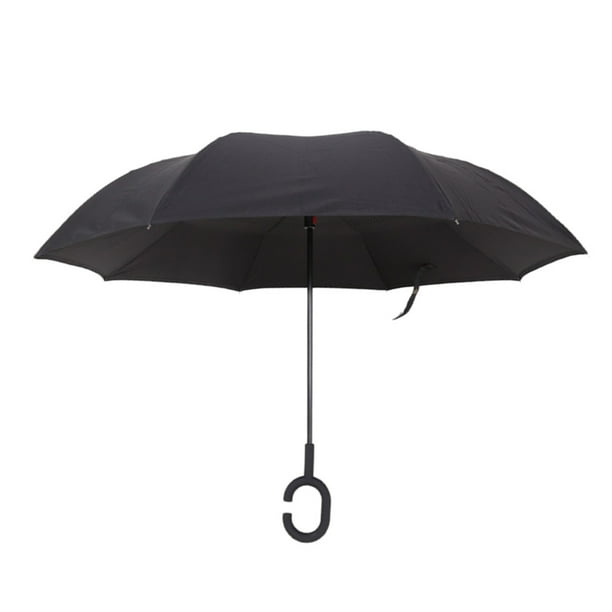 Paraguas de Golf Inverso, Paraguas Invertido con Mango en C, Paraguas de Apertura Automática, a Prueba de Viento, Paraguas Inverso para Personas Negro Sunnimix Sombrillas plegables
