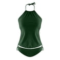 thumbnail image 2 of Akiihool Women Tankini Swimsuits Two Piece Tummy Control Bathing Suits Swim Tank Top with Shorts Swimwear (Green,M), 2 of 5