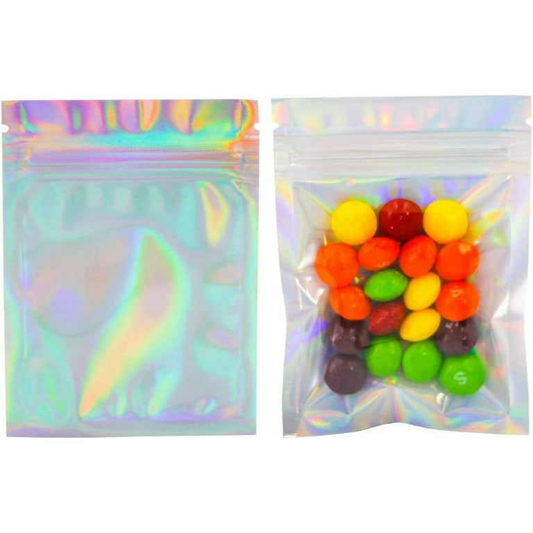 バッグ Rainbow3 100 Pack Smell Proof Bags 3.3x5.1 Inches, Resealable Mylar Bags