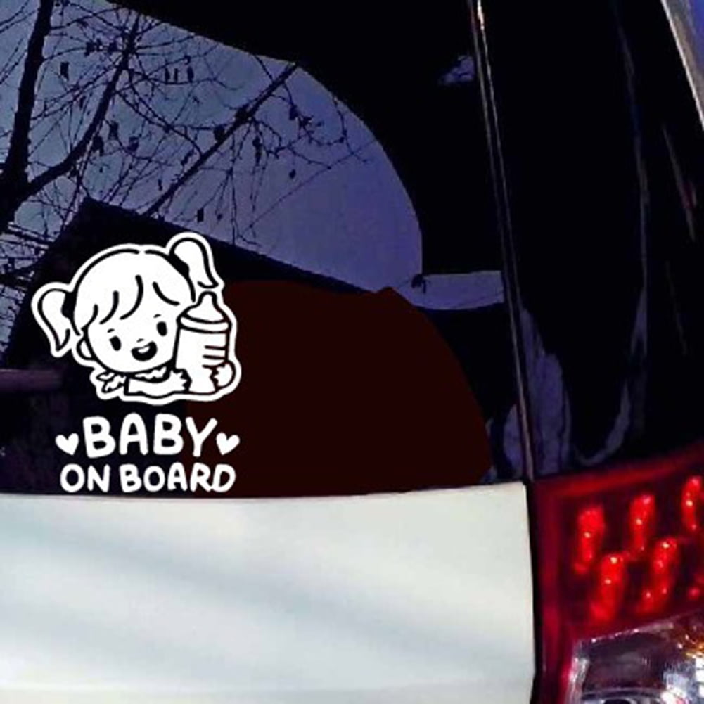 CN_ Cartoon Baby On Board Little Girl with Feeding Bottle Car Window Sticker W 
