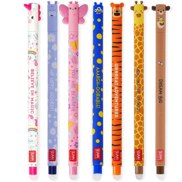Set de bolígrafos de gel Legami 7 borrables con tinta termorreactiva 0,7 mm