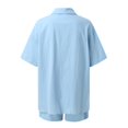 thumbnail image 7 of WAYUTE Womens 2 Piece Outfits V Neck Solid Color Shorts and Shirt Top Shirt Slim Suits Travel Vacation Fashion Casual Summer Outfit, 7 of 7