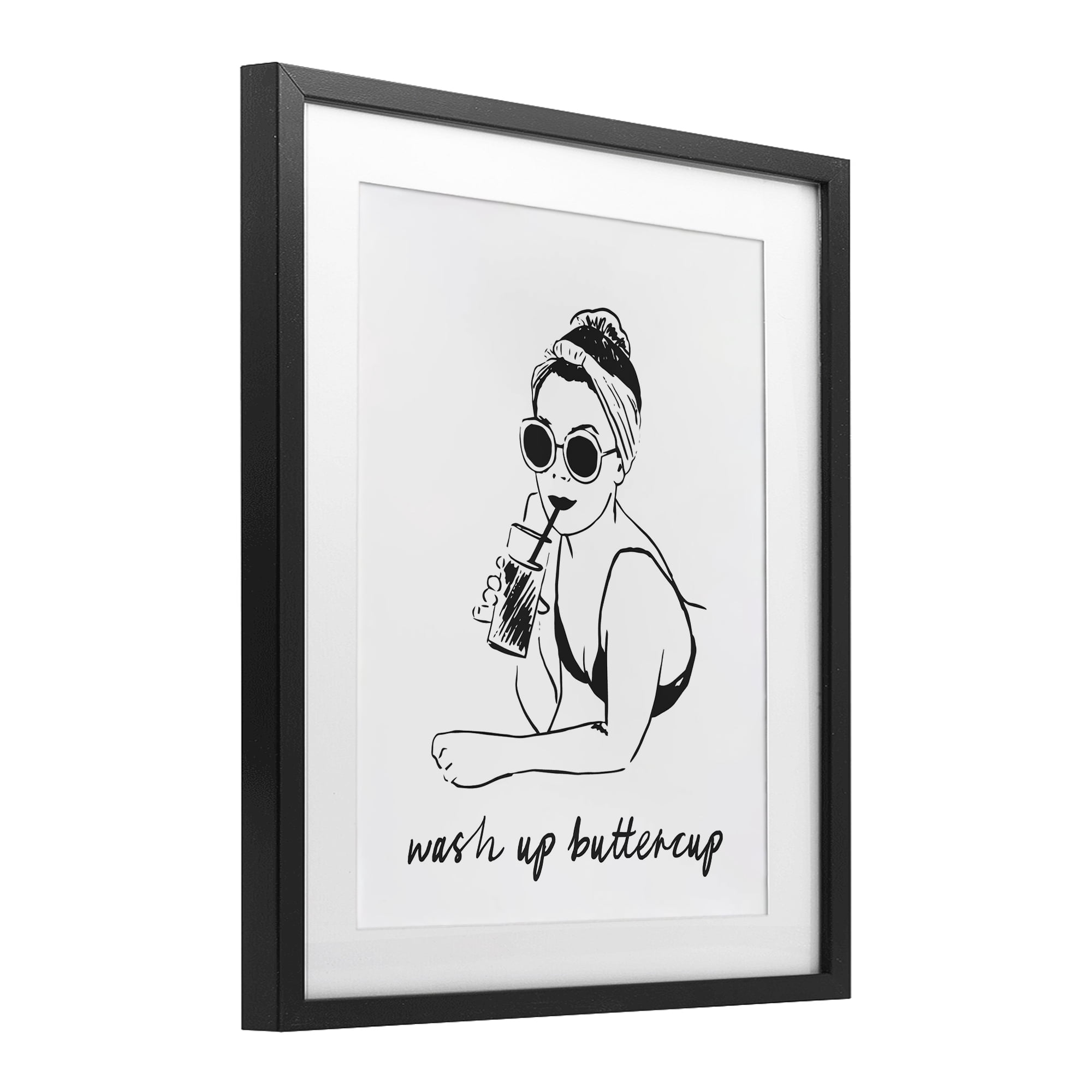 Stupell Industries Wash Up Buttercup Retro Black Framed Print Under Glass, design by Lettered and Lined