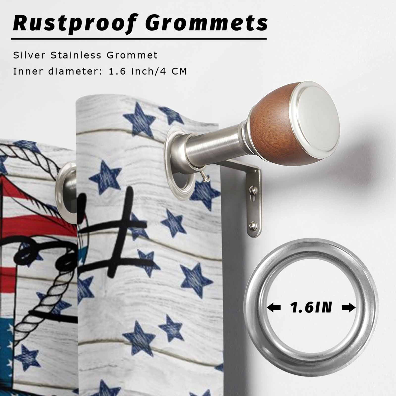 Independence Day Outdoor Curtains for Patio, Freedom Anchors Blue Star Flags White Wood Grain Sunshade Privacy Drapes Grommet Waterproof Outside Curtains for Porch/Cabana/Balcony 54"x 108", 1 Panel