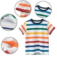 thumbnail image 4 of LYMAYTER Kids Toddler Boys Casual Shirt Short Sleeve Stripes Shirt Baby Summer Loose Clothes Tops 1-9Y, 4 of 9
