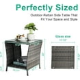 thumbnail image 2 of BOBOKY Outdoor Wicker Side Table Patio Side Tables for Outside, Tempered Glass Top Wicker Table with Storage End Table for Balcony Porch Deck, 17.8"D x 20"W x 17.8"H,Grey, 2 of 8