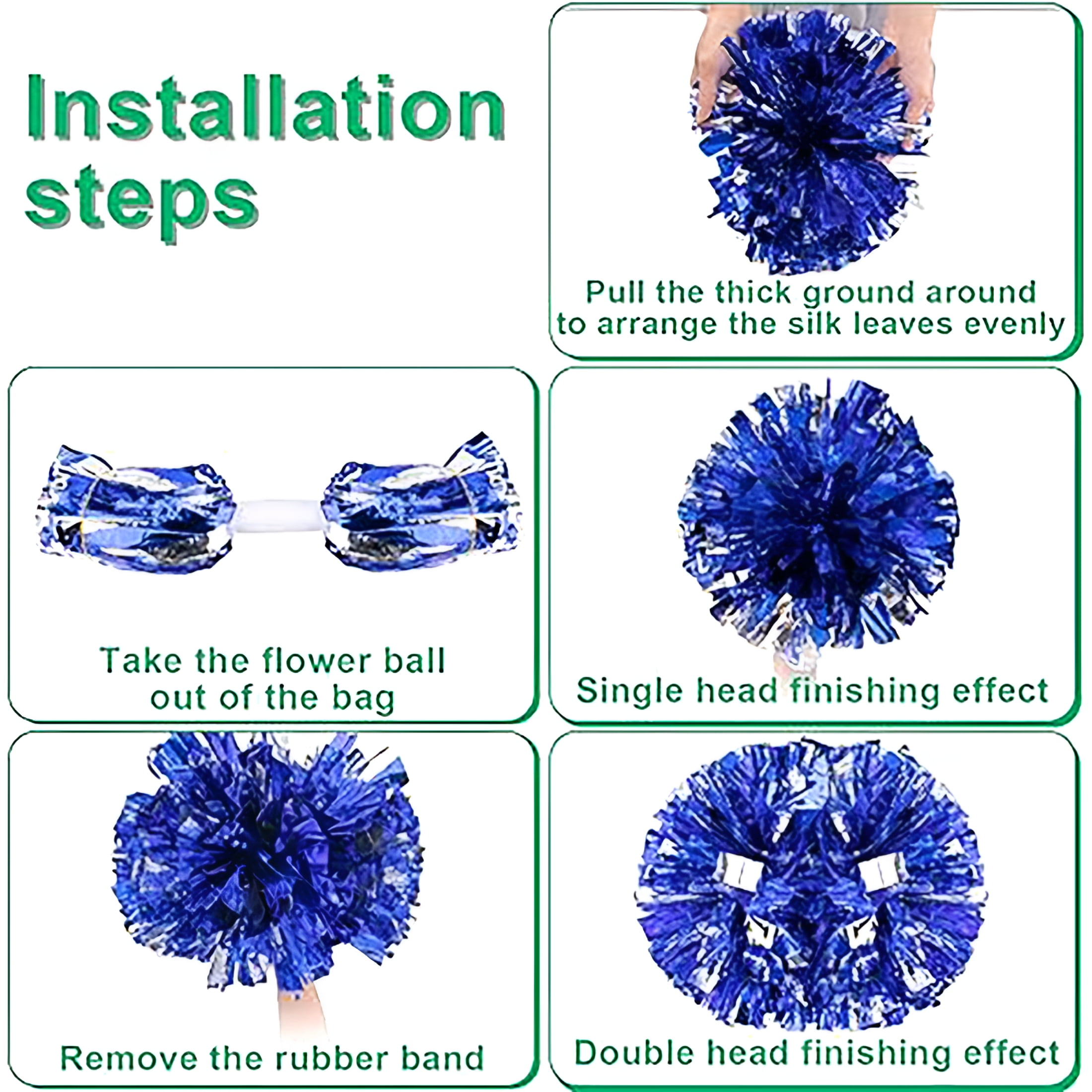 BESTSKY 2026 New Cheerleading Pom Poms with Baton Handle for Team Spirit Sports Dance Cheering Kids Adults (6 Packs)