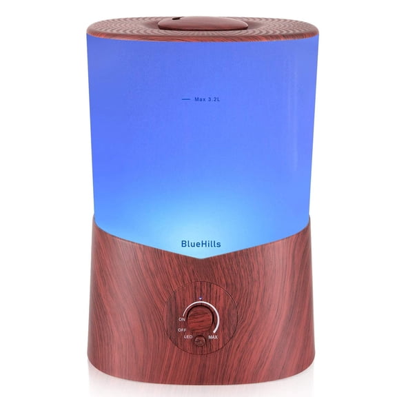 BlueHills 3000 ml Large Essential Oil Diffuser Humidifier for Large Rooms – Dark Wood Grain -K3