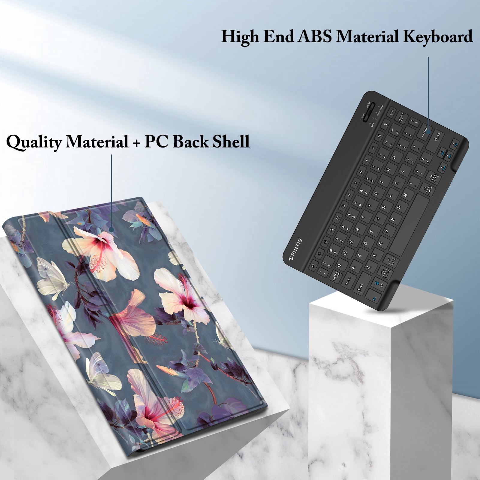 Fintie Keyboard Case for Samsung Galaxy Tab S10 Lite/ S10 FE/ S9 FE 5G 10.9 Inch/Tab S9 11 Inch with S Pen Holder, Slim Stand Cover Detachable Wireless Bluetooth Keyboard, Blooming Hibiscus