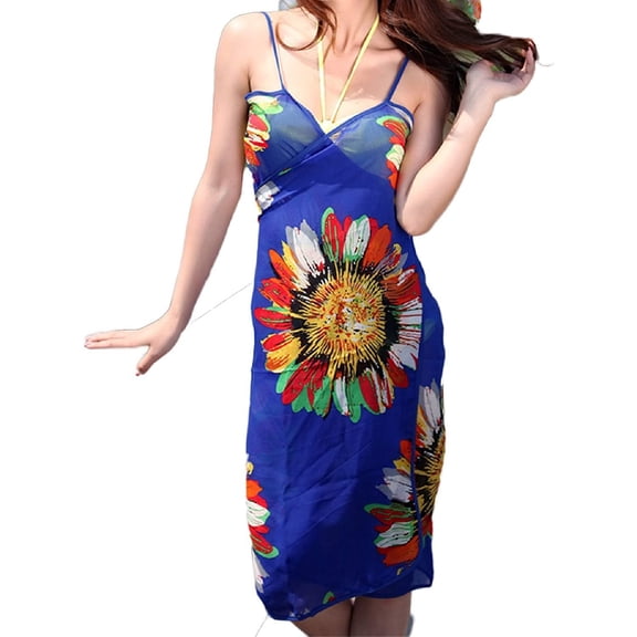 Lian LifeStyle Women's Bikini Swimsuit Swimwear Cover Up Beach Dress Bathing Suits (Blue)