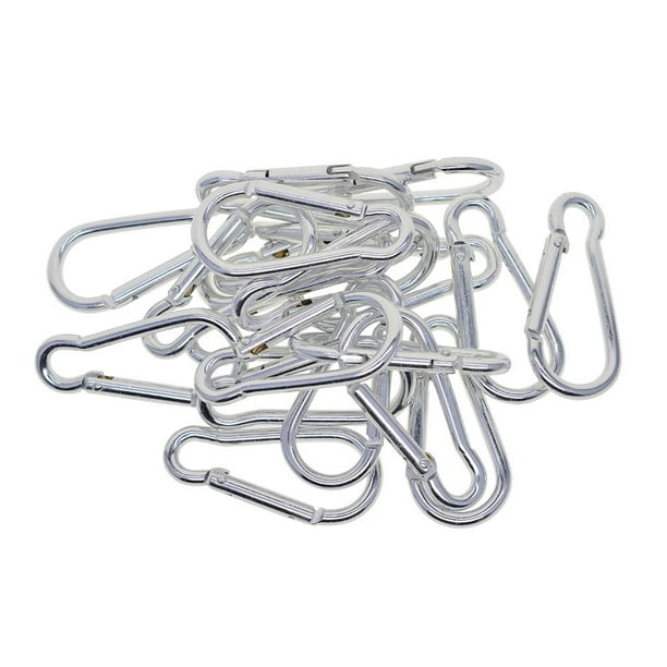 Paquete de 20 mosquetones de aluminio con mosquetón para escalada, senderismo y llavero. Plata