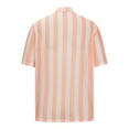 thumbnail image 3 of WREESH Men's Knit Crochet Button Down Shirts Loose Casual Hollow Out Short Sleeve Stand Up Collar Tops with Striped Patterns for Summer Pink, 3 of 6