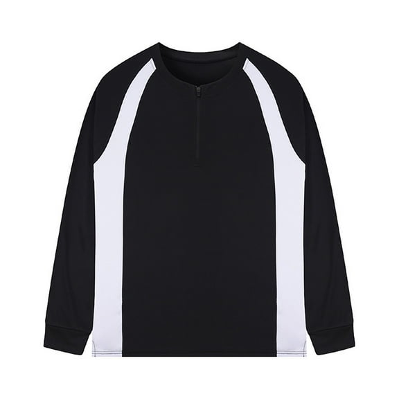 Men's Summer Long Sleeve Training T Shirt Half Zipper Collar Breathable Activewear Gym Workout Comfort Fit Wicking Lightweight Athletic Top Men's Oversized Tshirts Workout T-Shirt