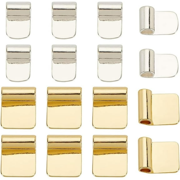 1 Box 16 Pcs Glue on Bails Tibetan 2 Sizes Silver Golden Brass Spoon Bails with Long Loop Wide Pad Glue on Pendant Bails Charms Connector Hanger for DIY Pendant Necklace Jewelry Making 4.5mm Hole